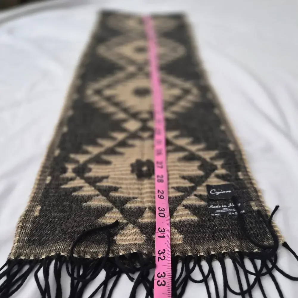 Cejon Made in Italy‎ Aztec Southwestern Fringe Scarf Whimsigoth Goblincore